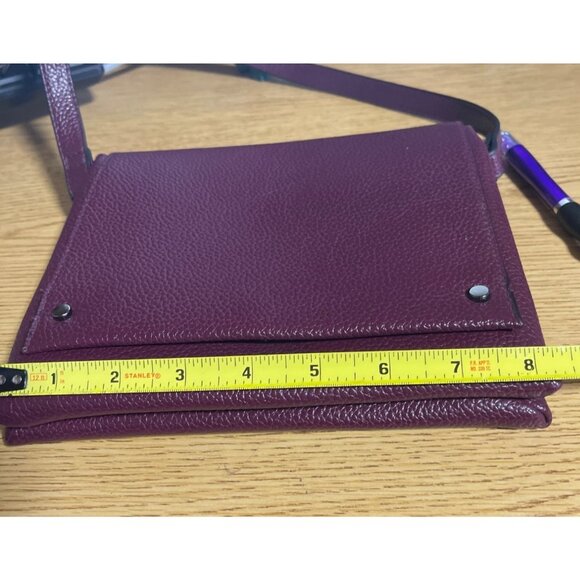 A New Day Burgundy Crossbody Bag With Adjustable Strap Pebbled Faux Leather - Picture 10 of 11